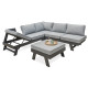 Salon de jardin d'angle en aluminium DCB Garden 5-6 places gris clair NEWYORK