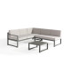 Salon de jardin d'angle design bas gris anthracite 5 personnes DELORM
