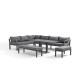 Salon de jardin d'angle design bas gris anthracite 10 personnes DELORM