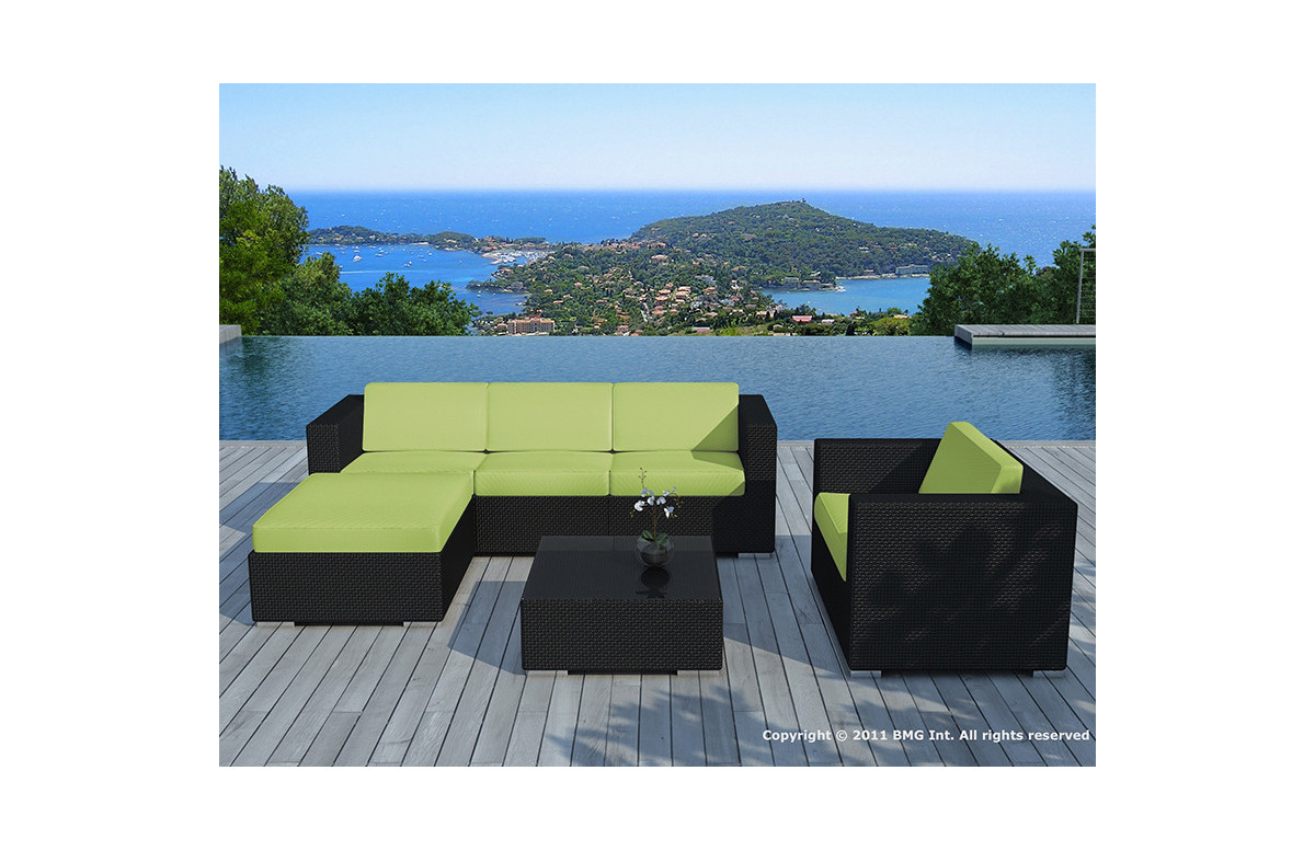 Salon de jardin design bas noir 5 personnes DELORM