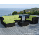 Salon de jardin design bas noir 5 personnes DELORM