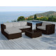 Salon de jardin design bas chocolat 5 personnes DELORM