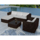 Salon de jardin design bas chocolat 5 personnes DELORM