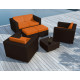 Salon de jardin design bas chocolat 6 personnes DELORM