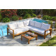 Salon de jardin bas MAJORQUE en aluminium effet bois Marron 5 personnes DCB GARDEN