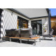 Salon de jardin bas NAGANO en teck FSC et aluminium Anthracite 6 personnes DCB GARDEN