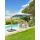 Parasol de jardin déporté inclinable imitation bois SEVILLA 2,5x2,5m en aluminium et toile polyester DCB GARDEN