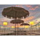 Parasol de jardin à franges MANILA diam. 200 cm en acier finition bois Marron EZPELETA