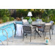 Table de jardin ronde PILAT 129 cm avec plateau HPL Anthracite 6 personnes PARIS GARDEN