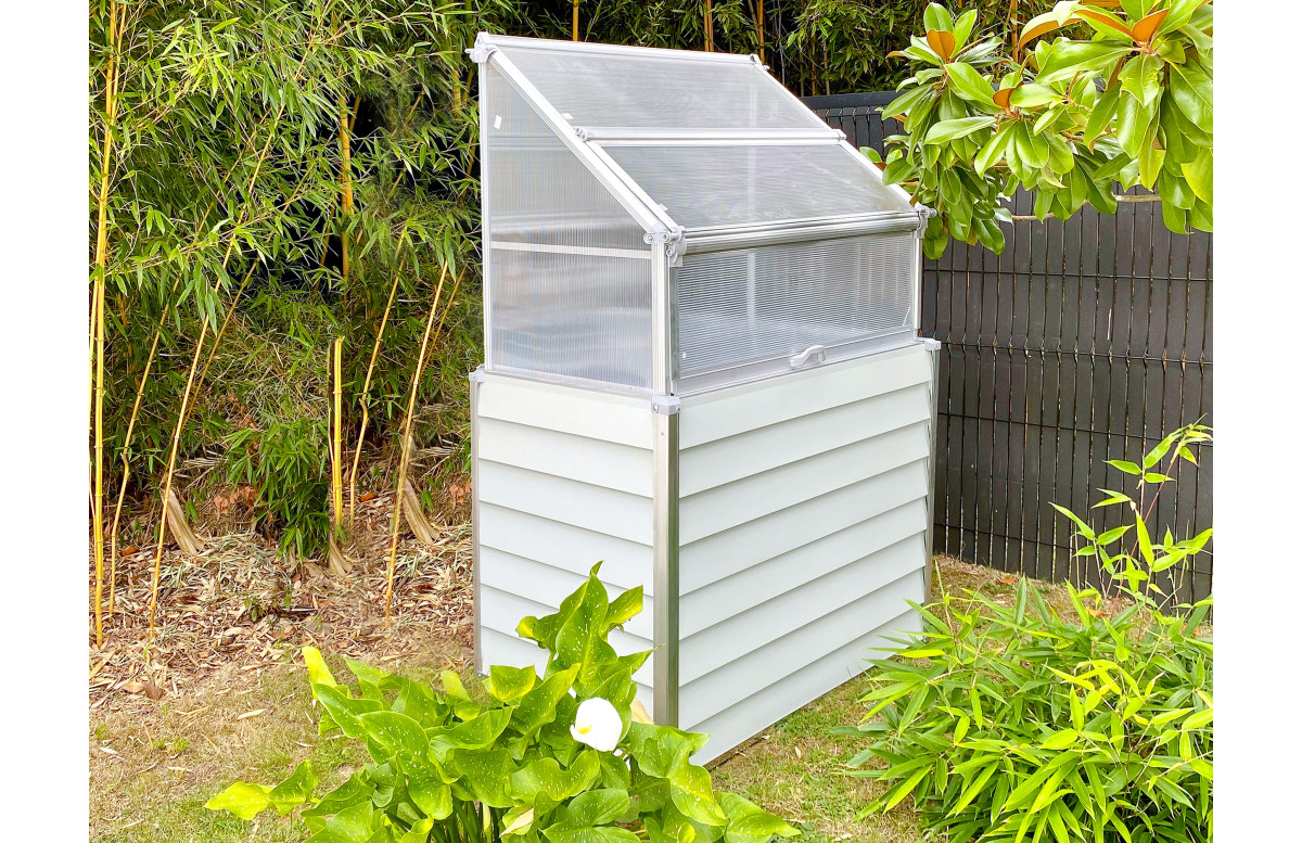 Mini serre de jardin adossable simple 62x120 cm STRETTO Blanc CITY GARDEN Mini serre de jardin adossable simple 62x120 cm STRETTO Blanc CITY GARDEN