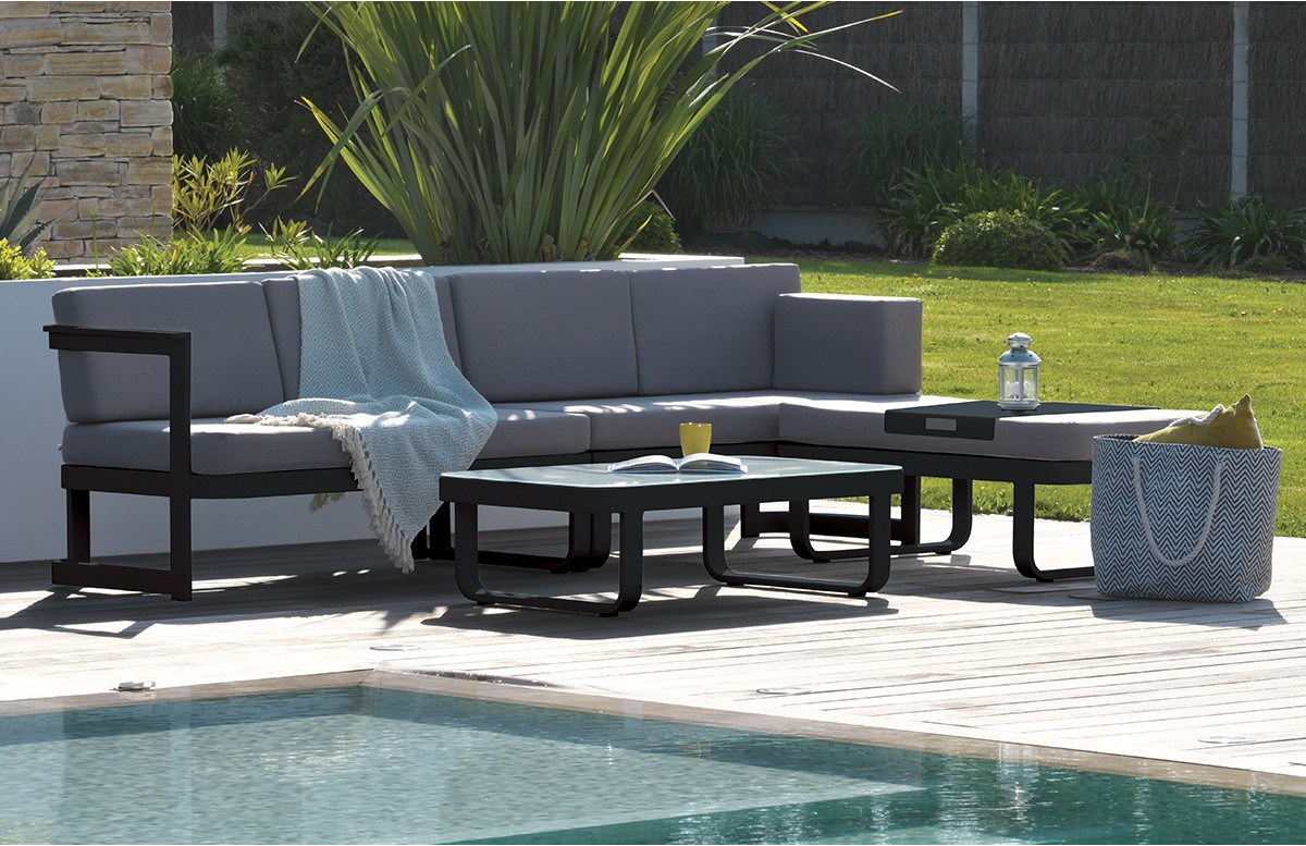 Salon de jardin bas BARCELONA en aluminium 6 personnes DCB GARDEN