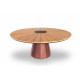 Table de jardin ronde en corten bruni et bois de mélèze brossé à l'eau SPICA - TrackDesign par Alessandra Savio