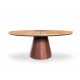 Table de jardin ronde en corten bruni et bois de mélèze brossé à l'eau SPICA - TrackDesign par Alessandra Savio