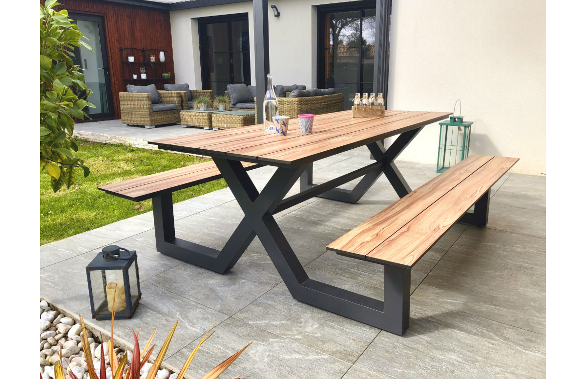 Table salon de jardin en aluminium pour 6/8 personnes Paris Garden VANCOUVER anthracite Table salon de jardin en aluminium pour 6/8 personnes Paris Garden VANCOUVER anthracite