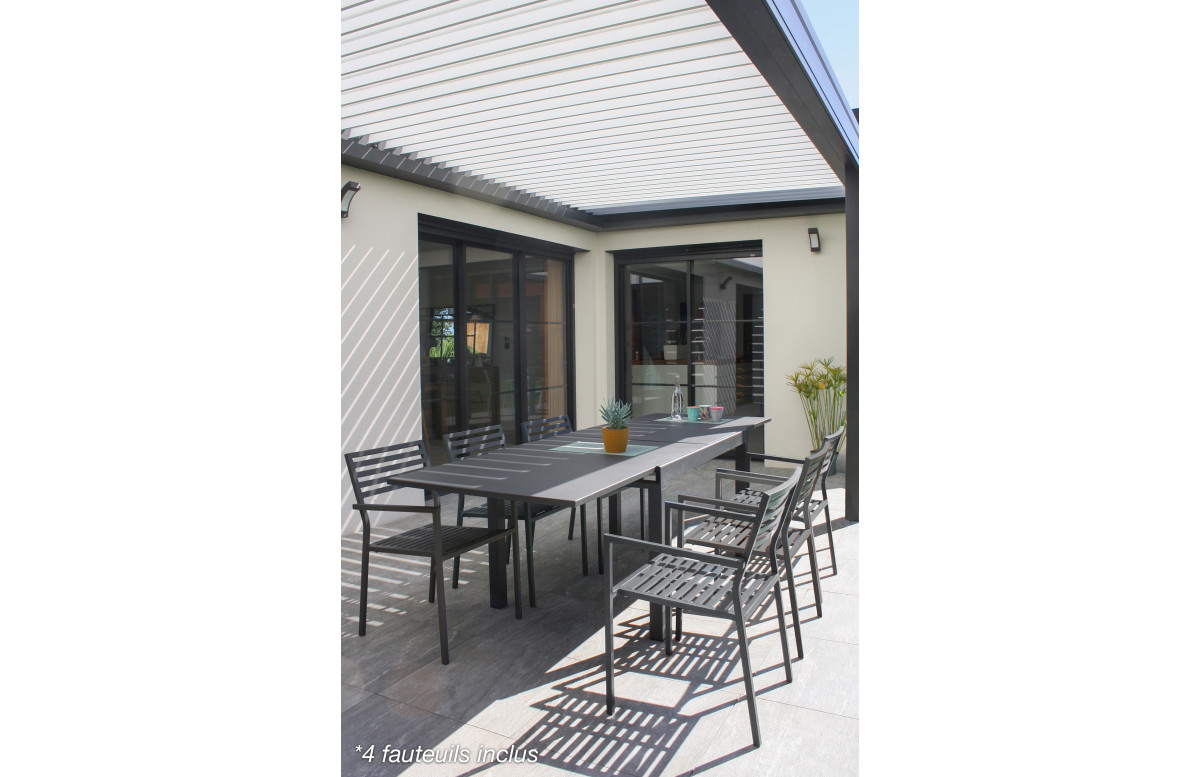Ensemble table et fauteuils de jardin en aluminium anthracite 4 personnes City Garden Gaston Ensemble table et fauteuils de jardin en aluminium anthracite 4 personnes City Garden Gaston