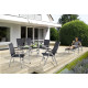 Ensemble table et fauteuils de jardin inclinable et pliable aluminium/Textilux 6 personnes Bodega - Sieger