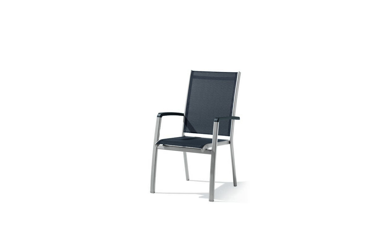 Fauteuil salon de jardin empilable aluminium/Textilux Bodega - Sieger Fauteuil salon de jardin empilable aluminium/Textilux Bodega - Sieger