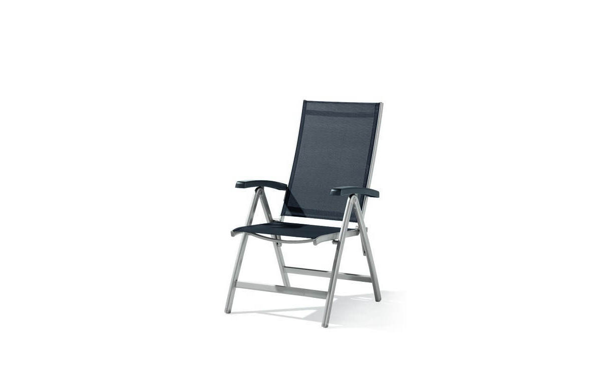 Grand fauteuil salon de jardin pliant inclinable aluminium/Textilux Bodega - Sieger Grand fauteuil salon de jardin pliant inclinable aluminium/Textilux Bodega - Sieger
