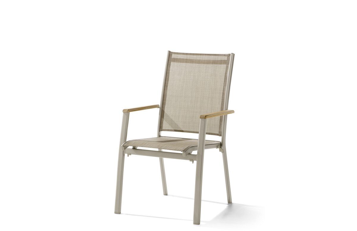 Fauteuil salon de jardin empilable aluminium/Teck certifié Cadiz - Sieger Fauteuil salon de jardin empilable aluminium/Teck certifié Cadiz - Sieger