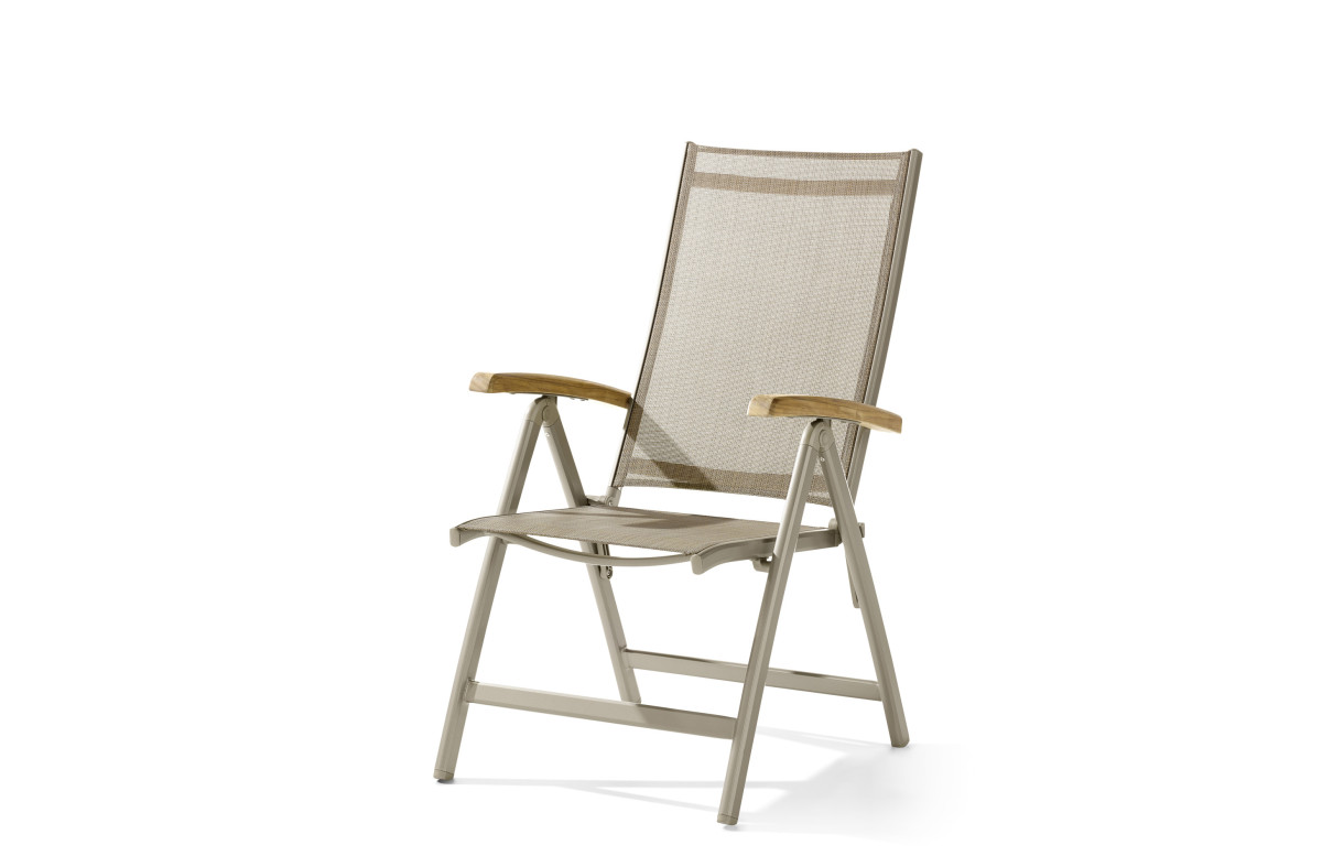 Grand fauteuil salon de jardin pliant inclinable aluminium/Teck certifié Cadiz - Sieger Grand fauteuil salon de jardin pliant inclinable aluminium/Teck certifié Cadiz - Sieger