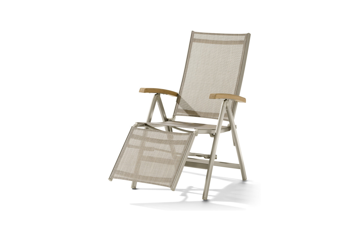 Fauteuil relax de jardin pliant inclinable aluminium/Teck certifié Cadiz - Sieger Fauteuil relax de jardin pliant inclinable aluminium/Teck certifié Cadiz - Sieger