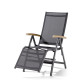 Fauteuil relax de jardin pliant inclinable aluminium/Teck certifié Cadiz - Sieger