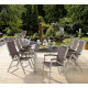 Ensemble table et fauteuils de jardin extensible aluminium/Textilux 8 personnes Royal - Sieger Exclusiv