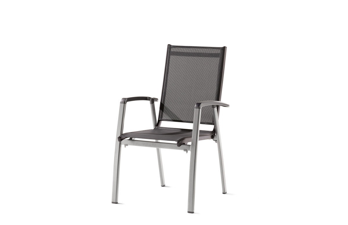 Fauteuil salon de jardin empilable aluminium/Textilux Salerno - Sieger Exclusiv Fauteuil salon de jardin empilable aluminium/Textilux Salerno - Sieger Exclusiv