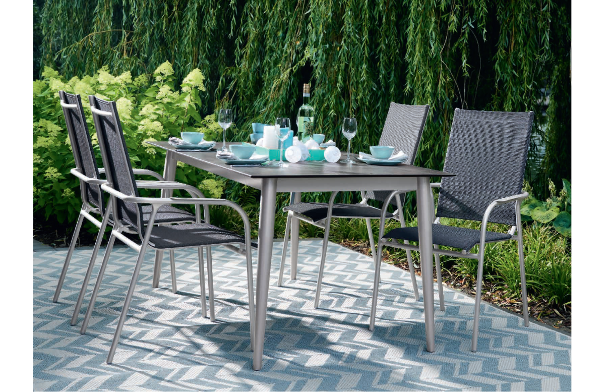 Ensemble table et fauteuils de jardin aluminium/Textilux 6 personnes Sirio - Sieger Exclusiv