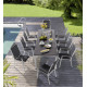 Ensemble table et fauteuils de jardin extensible aluminium/Textilux 10 personnes Trento - Sieger Exclusiv