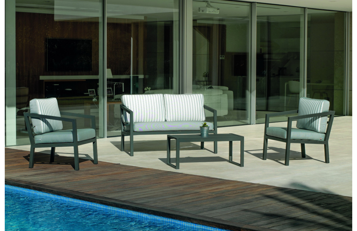Salon de jardin bas 4 personnes en aluminium et DralonLux - Acapulco - Hevea Salon de jardin bas 4 personnes en aluminium et DralonLux - Acapulco - Hevea