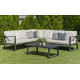 Salon de jardin bas d'angle 7 personnes en aluminium et Dralon - Bolonia - Hevea