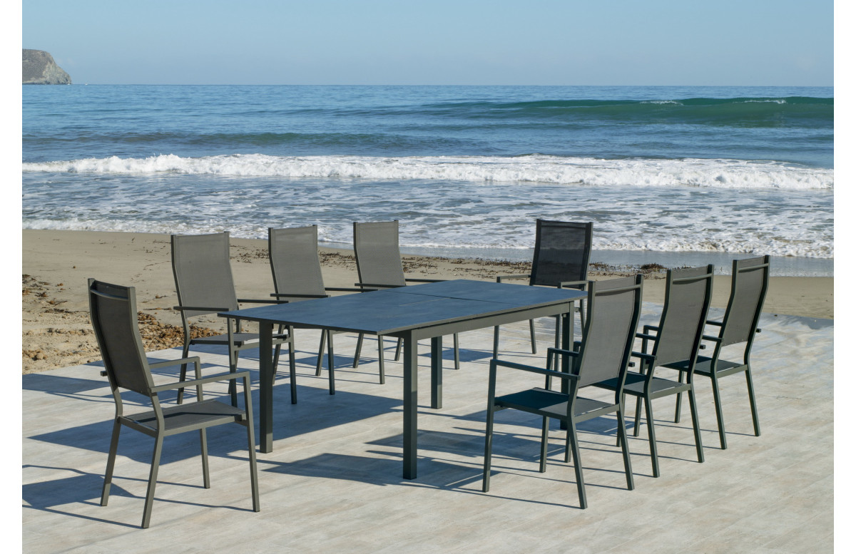 Fauteuil salon de jardin en aluminium et textilène - Janeiro - anthracite - Hevea Fauteuil salon de jardin en aluminium et textilène - Janeiro - anthracite - Hevea