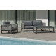 Salon de jardin bas 4 personnes en aluminium, dralon et cordage - Monterrey - Hevea