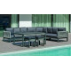 Salon de jardin bas d'angle 9 personnes en aluminium et cordage - Monterrey - Hevea