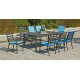 Ensemble table et fauteuils de jardin 8 personnes en aluminium et Dralon - Palma - Hevea