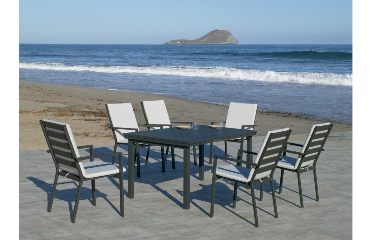 Fauteuil salon de jardin en aluminium et Dralon - Palma - Hevea Fauteuil salon de jardin en aluminium et Dralon - Palma - Hevea