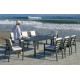 Ensemble table et fauteuils de jardin extensible 8 personnes en aluminium et HPL - Palma camelia - anthracite - Hevea