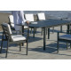 Ensemble table et fauteuils de jardin extensible 8 personnes en aluminium et HPL - Palma camelia - anthracite - Hevea