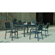Ensemble table et fauteuils de jardin 6 personnes en aluminium et textilène - Palma gema - anthracite - Hevea