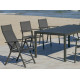 Ensemble table et fauteuils de jardin pliable 6 personnes en aluminium et textilène - Palma roma casablanca - anthracite - Hevea