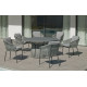 Ensemble table et fauteuils de jardin 6 personnes en aluminium, dralon et Neolith - Rhodos/tulip - anthracite - Hevea