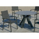 Ensemble table ronde et fauteuils de jardin 4 personnes en aluminium et HPL - Velonia/priscila - anthracite - Hevea