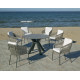 Ensemble table ronde et fauteuils de jardin 6 personnes en aluminium et HPL - Velonia/tulip - anthracite - Hevea