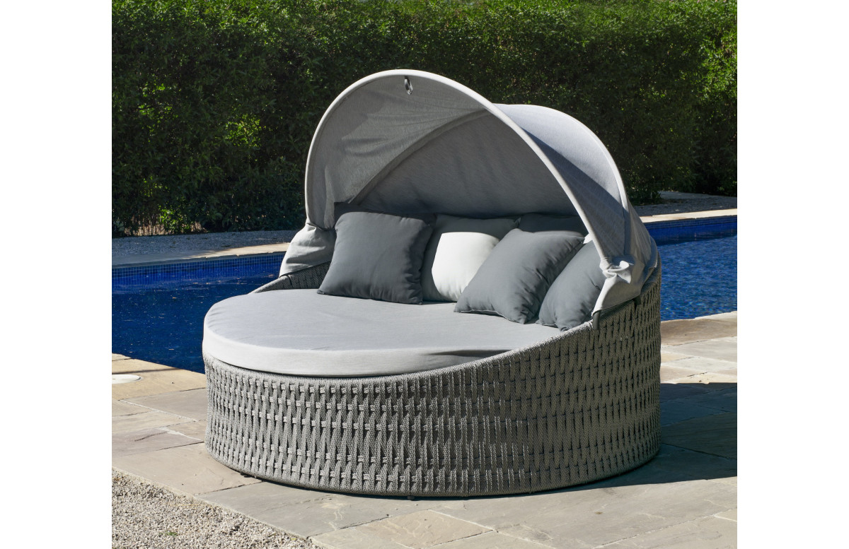 Lit bain de soleil en aluminium et cordage - Tenerife - anthracite - Hevea Lit bain de soleil en aluminium et cordage - Tenerife - anthracite - Hevea