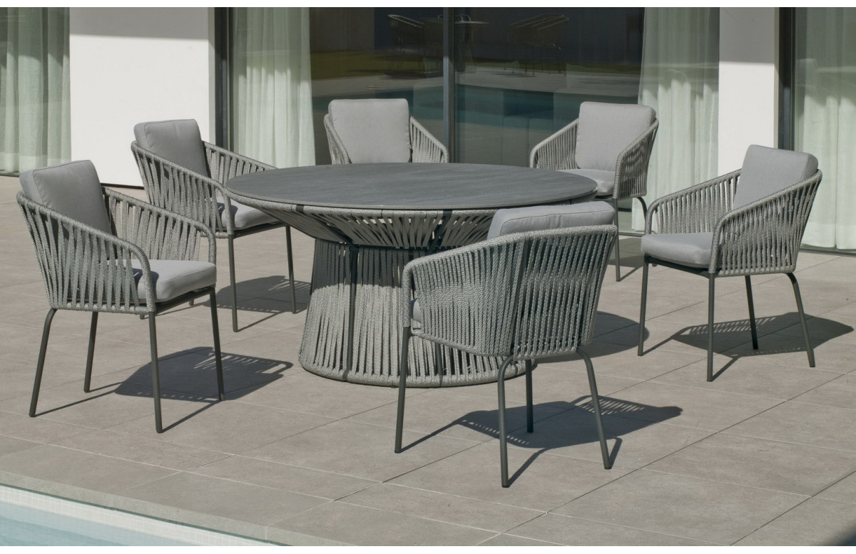 Fauteuil salon de jardin en aluminium et cordage - Tulip - Hevea Fauteuil salon de jardin en aluminium et cordage - Tulip - Hevea