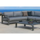 Salon de jardin bas d'angle 6 personnes en aluminium et Dralonlux - Zafiro - Hevea