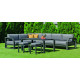 Salon de jardin bas d'angle 8 personnes en aluminium et Dralonlux - Zafiro - anthracite - Hevea