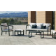 Salon de jardin bas 7 personnes en aluminium et Dralon - Acapulco - Hevea