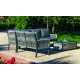 Salon de jardin bas d'angle 6 personnes en aluminium et cordage - Havana - Hevea